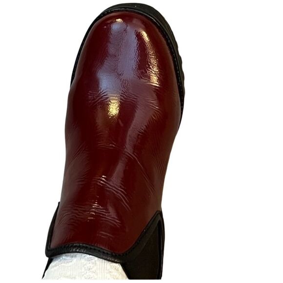 Fly London Burgundy wedge platform Yat Chelsea Bootie boots 38 8 Portugal NEW - Picture 8 of 16